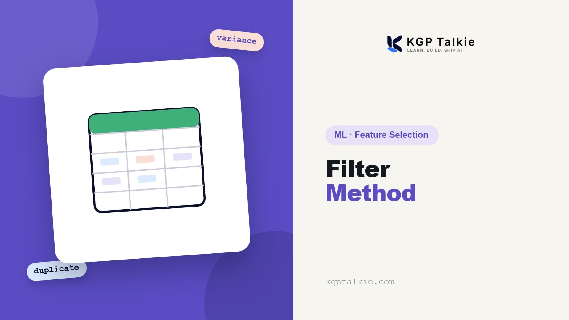 Feature Selection with Filter Method