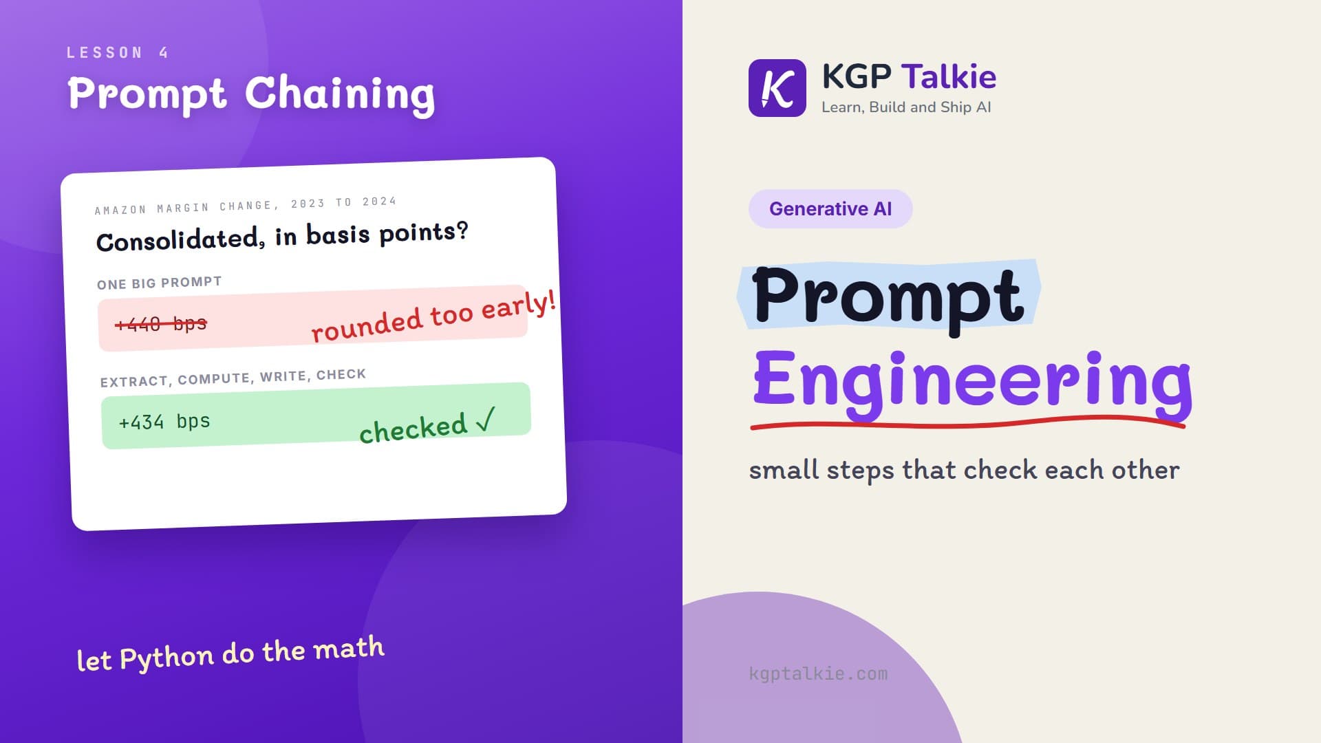 Prompt Chaining and Self-Refinement: Splitting a Finance Task Into Checked Steps