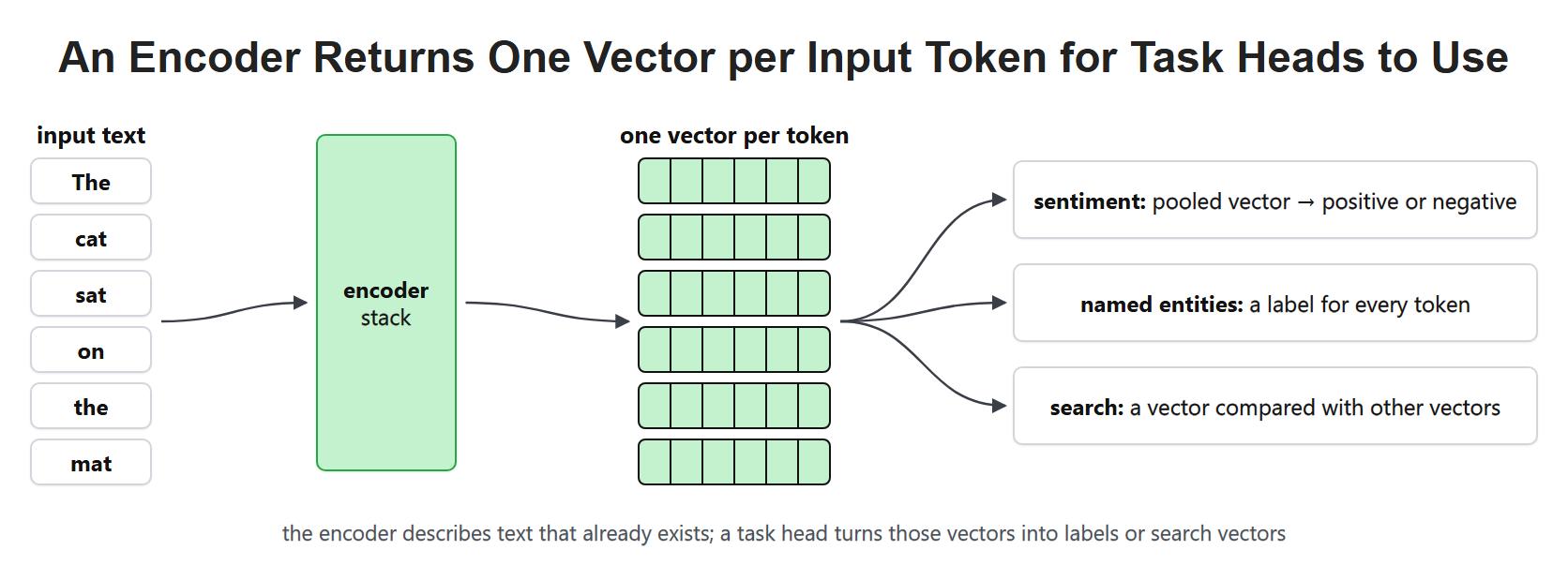 An Encoder Returns One Vector per Input Token for Task Heads to Use