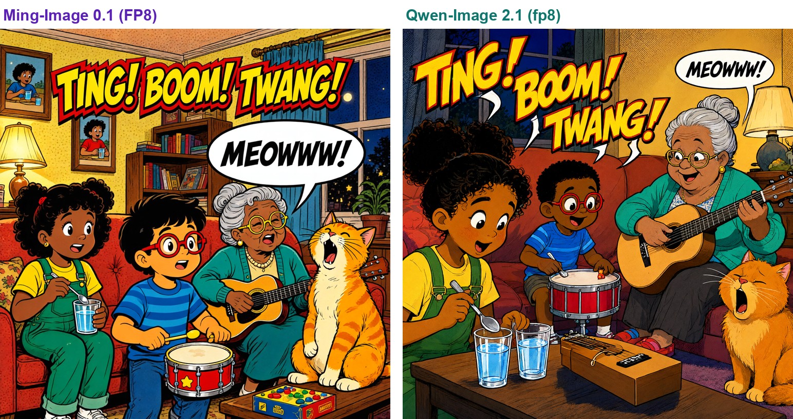 The family band panel, Ming-Image-0.1-Design on the left and Qwen-Image 2.1 on the right