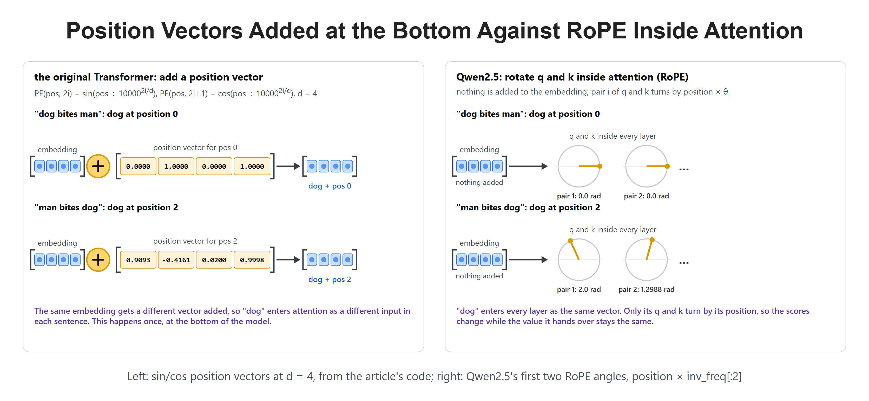 Position Vectors Added at the Bottom Against RoPE Inside Attention