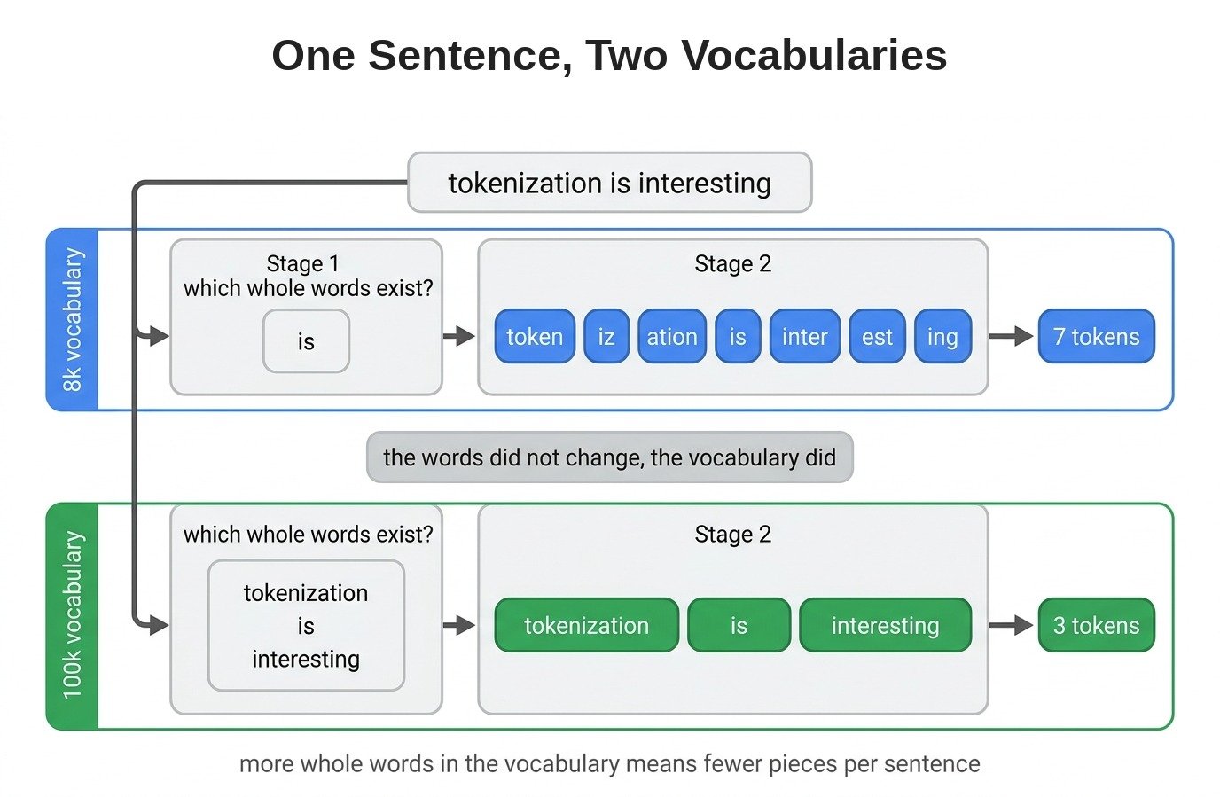 One Sentence, Two Vocabularies